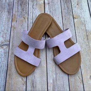 Joe Fresh Faux Leather Flip Flop Sandals Lilac 9
